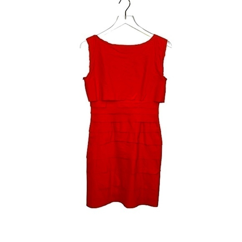BCBGMaxAzria Sleeveless Scoop Neck Pleated Bodycon Persimmon Sawyer Dress Sz 4 - Picture 4 of 12